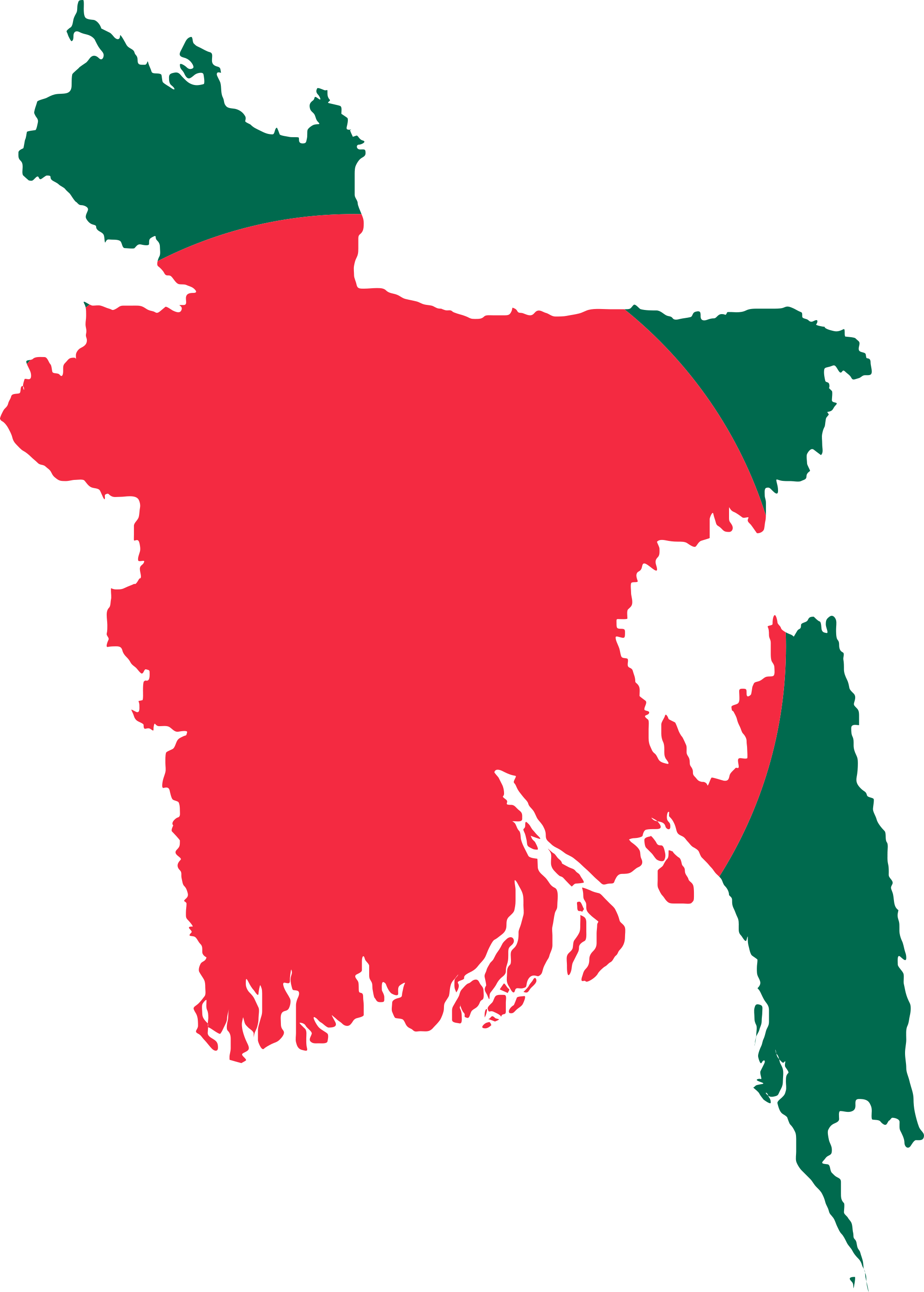 Bangladesh map in bangladesh flag color