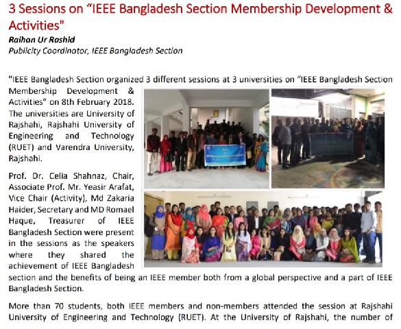 3 Sessions on 'IEEE Bangladesh Section Membership Development & Activities'